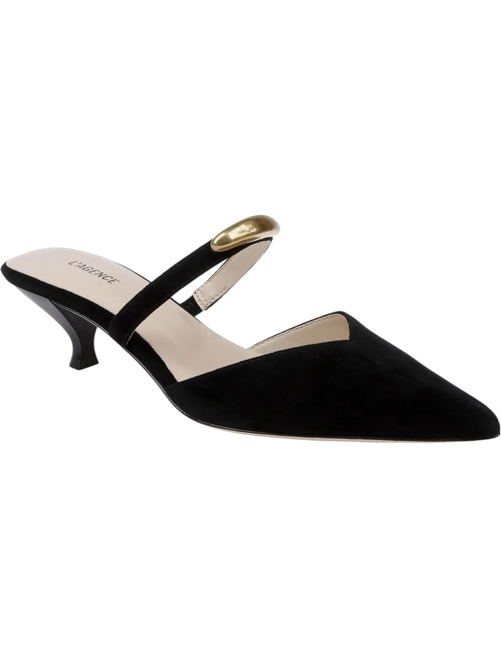 L’AGENCE Catania Black Suede Pointed Toe Mule Size 7.5 NWOB